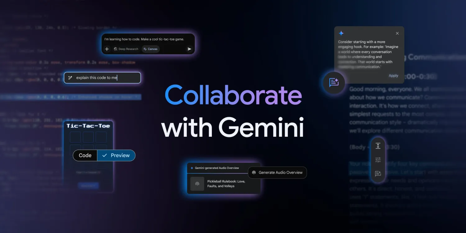 Google tích hợp Canvas soạn thảo và Audio Overview podcast vào Gemini