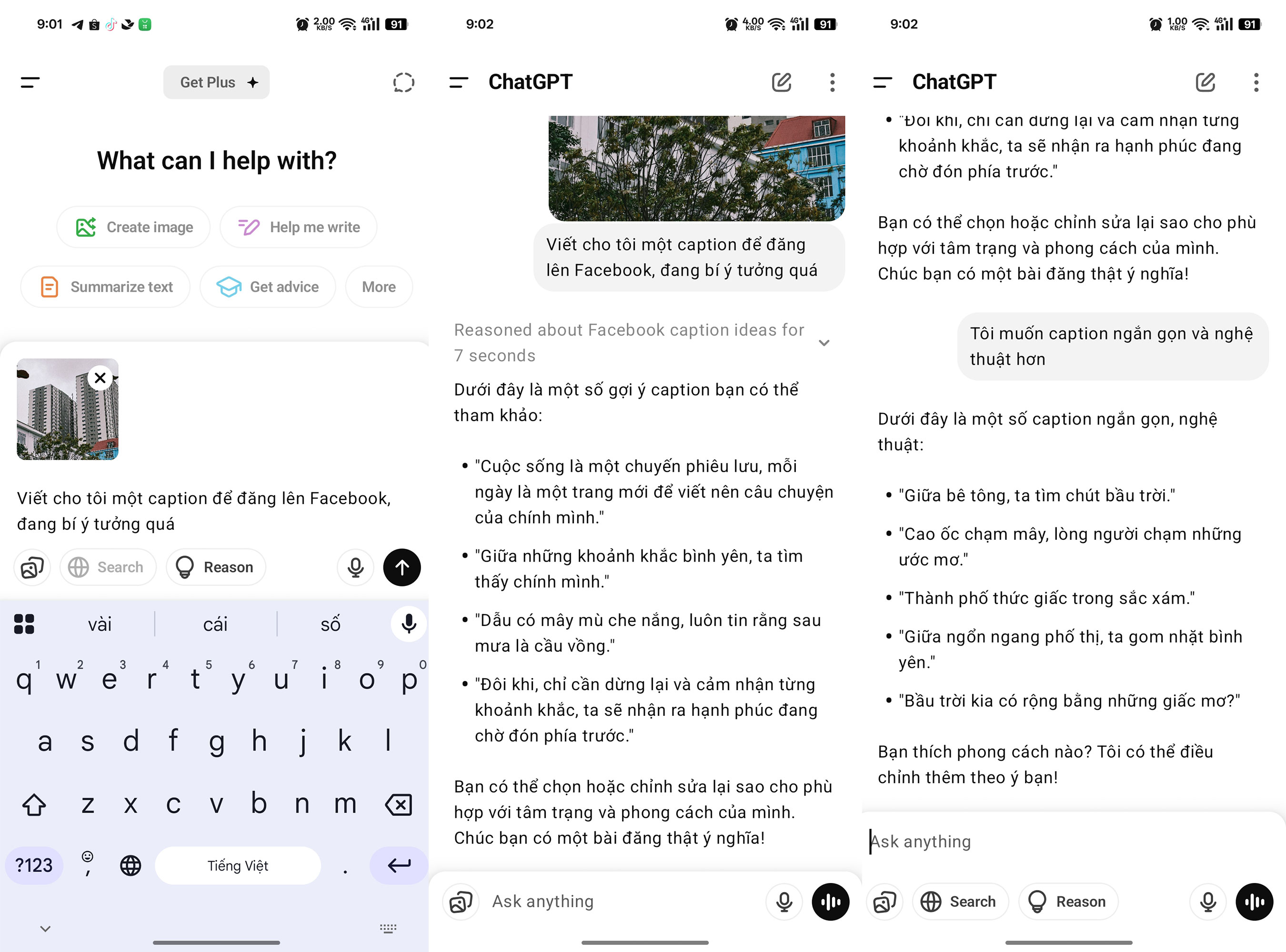 viết caption Facebook bằng AI