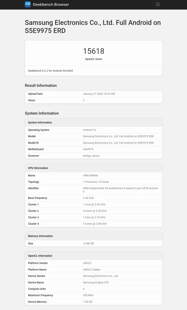 Exynos 2600 vừa ra mắt, Exynos 2700 đã bất ngờ lộ thông số trên Geekbench插图1